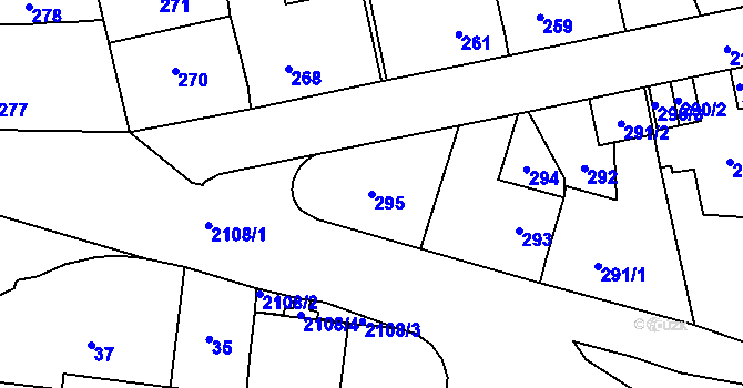 Parcela st. 295 v KÚ Ruzyně, Katastrální mapa