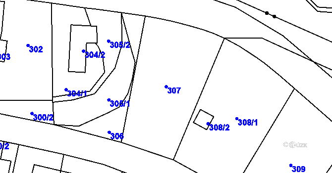 Parcela st. 307 v KÚ Ruzyně, Katastrální mapa