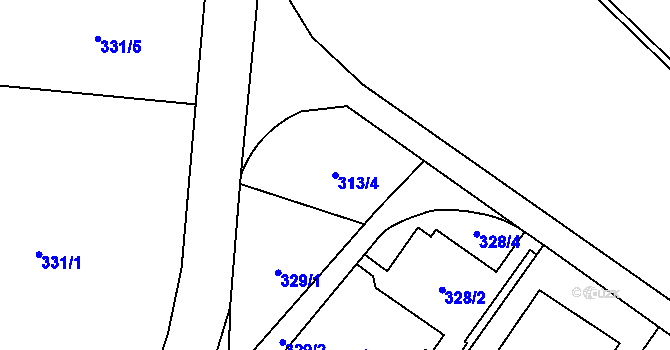 Parcela st. 313/4 v KÚ Ruzyně, Katastrální mapa
