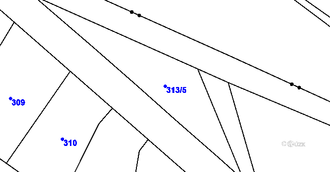 Parcela st. 313/5 v KÚ Ruzyně, Katastrální mapa