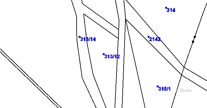 Parcela st. 313/12 v KÚ Ruzyně, Katastrální mapa