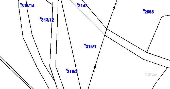 Parcela st. 315/1 v KÚ Ruzyně, Katastrální mapa