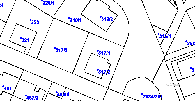 Parcela st. 317/1 v KÚ Ruzyně, Katastrální mapa