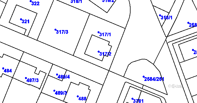 Parcela st. 317/2 v KÚ Ruzyně, Katastrální mapa