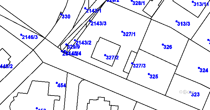 Parcela st. 327/2 v KÚ Ruzyně, Katastrální mapa