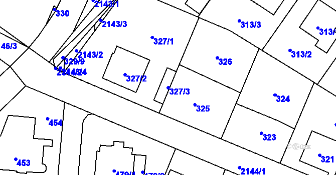 Parcela st. 327/3 v KÚ Ruzyně, Katastrální mapa