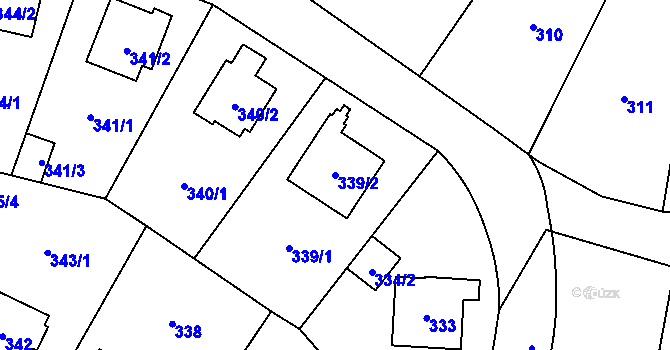 Parcela st. 339/2 v KÚ Ruzyně, Katastrální mapa