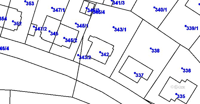 Parcela st. 342 v KÚ Ruzyně, Katastrální mapa