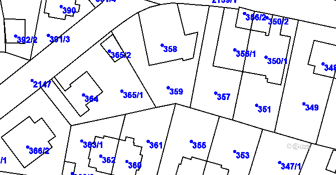 Parcela st. 359 v KÚ Ruzyně, Katastrální mapa