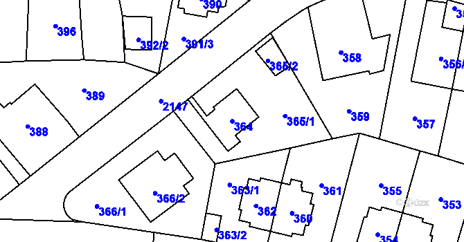 Parcela st. 364 v KÚ Ruzyně, Katastrální mapa
