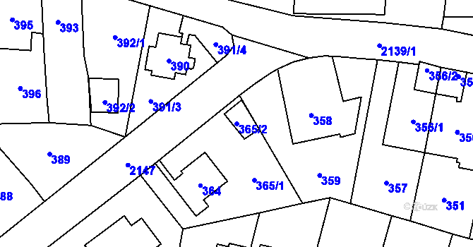 Parcela st. 365/2 v KÚ Ruzyně, Katastrální mapa