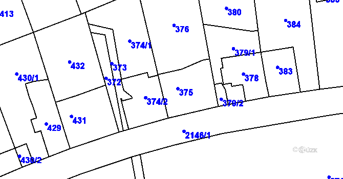 Parcela st. 375 v KÚ Ruzyně, Katastrální mapa