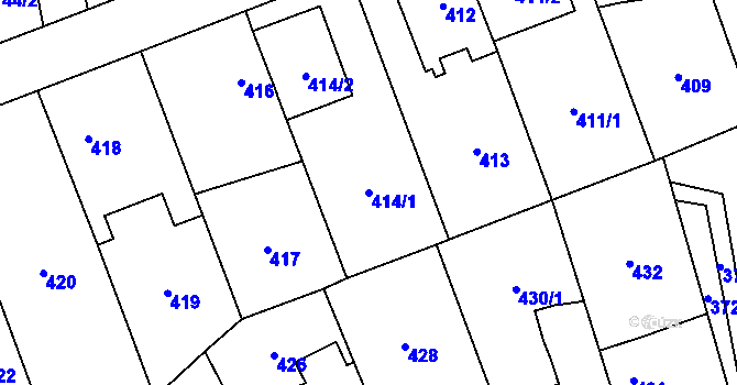 Parcela st. 414/1 v KÚ Ruzyně, Katastrální mapa