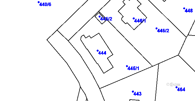 Parcela st. 444 v KÚ Ruzyně, Katastrální mapa