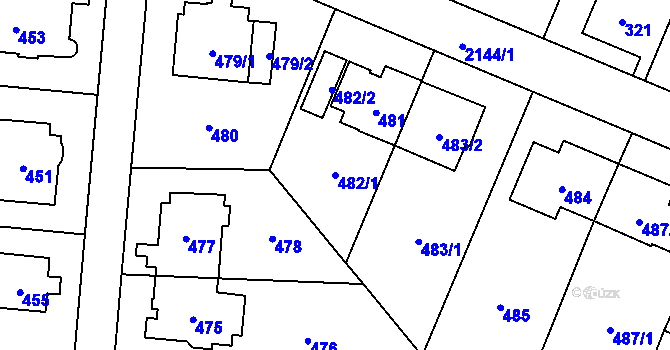 Parcela st. 482/1 v KÚ Ruzyně, Katastrální mapa