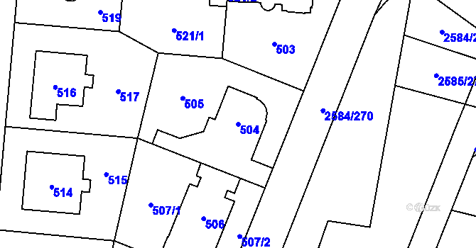 Parcela st. 504 v KÚ Ruzyně, Katastrální mapa