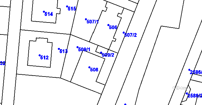 Parcela st. 509/2 v KÚ Ruzyně, Katastrální mapa