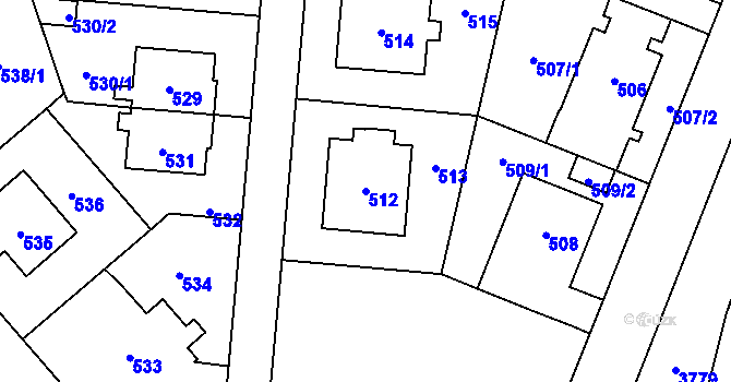 Parcela st. 512 v KÚ Ruzyně, Katastrální mapa