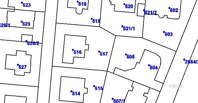 Parcela st. 517 v KÚ Ruzyně, Katastrální mapa