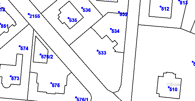 Parcela st. 533 v KÚ Ruzyně, Katastrální mapa