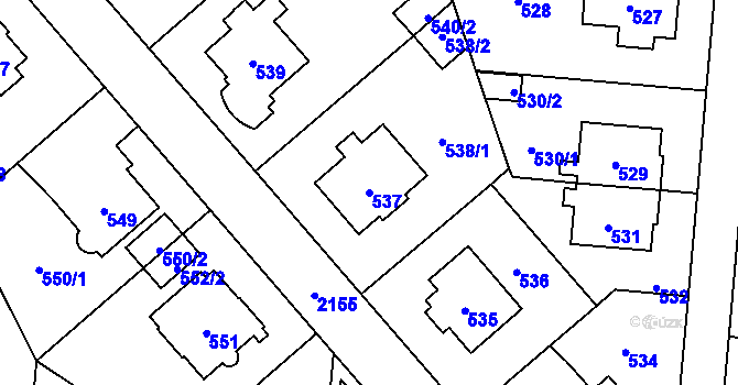 Parcela st. 537 v KÚ Ruzyně, Katastrální mapa
