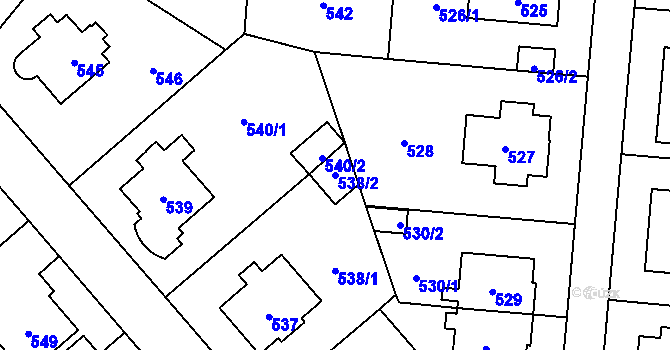 Parcela st. 538/2 v KÚ Ruzyně, Katastrální mapa