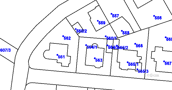 Parcela st. 564/1 v KÚ Ruzyně, Katastrální mapa