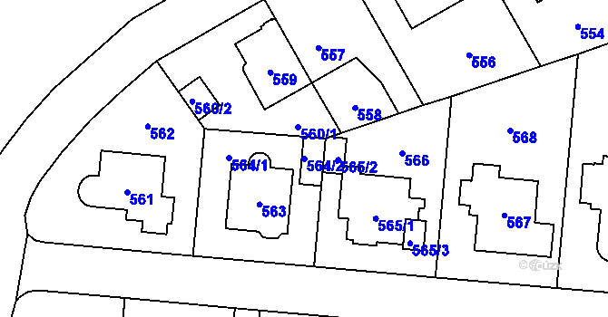 Parcela st. 564/2 v KÚ Ruzyně, Katastrální mapa