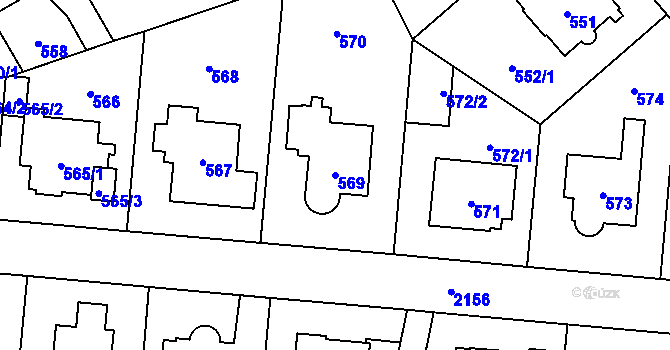 Parcela st. 569 v KÚ Ruzyně, Katastrální mapa