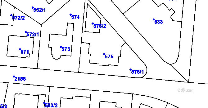Parcela st. 575 v KÚ Ruzyně, Katastrální mapa