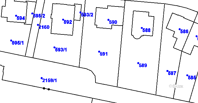 Parcela st. 591 v KÚ Ruzyně, Katastrální mapa