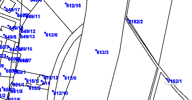 Parcela st. 612/3 v KÚ Ruzyně, Katastrální mapa