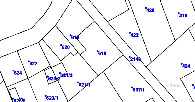 Parcela st. 618 v KÚ Ruzyně, Katastrální mapa