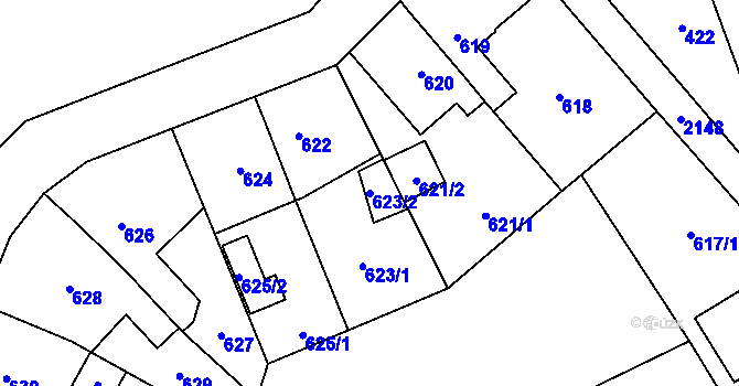 Parcela st. 623/2 v KÚ Ruzyně, Katastrální mapa