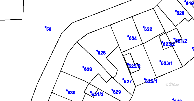 Parcela st. 626 v KÚ Ruzyně, Katastrální mapa