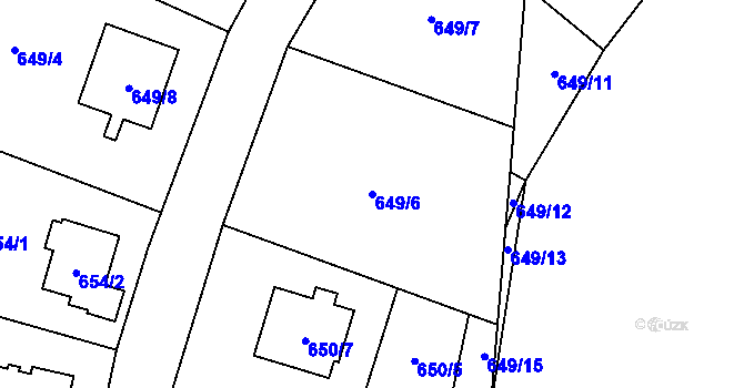 Parcela st. 649/6 v KÚ Ruzyně, Katastrální mapa