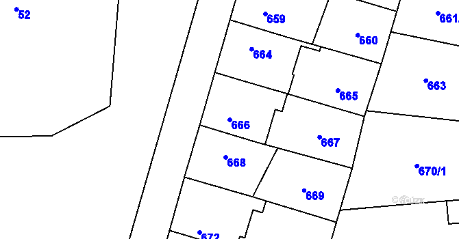 Parcela st. 666 v KÚ Ruzyně, Katastrální mapa