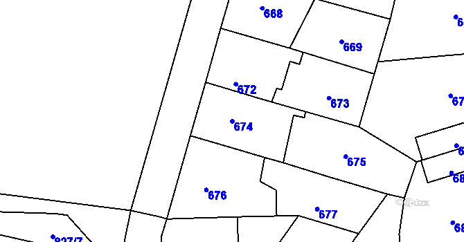 Parcela st. 674 v KÚ Ruzyně, Katastrální mapa