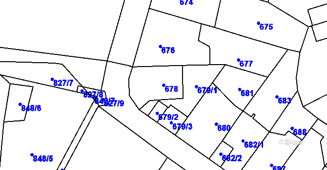 Parcela st. 678 v KÚ Ruzyně, Katastrální mapa