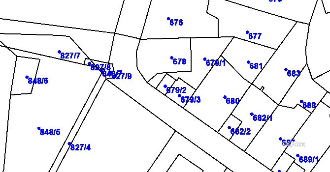 Parcela st. 679/2 v KÚ Ruzyně, Katastrální mapa