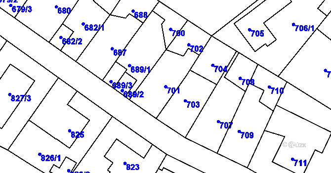 Parcela st. 701 v KÚ Ruzyně, Katastrální mapa