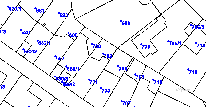 Parcela st. 702 v KÚ Ruzyně, Katastrální mapa