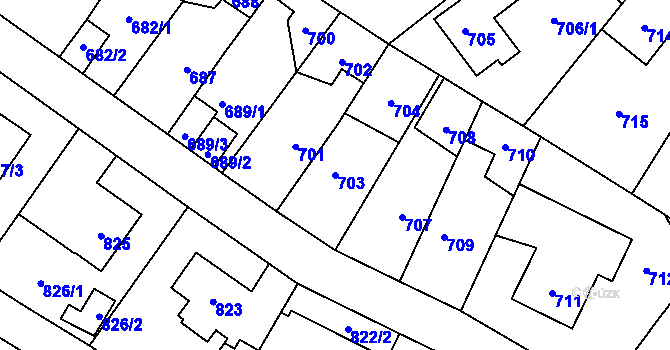 Parcela st. 703 v KÚ Ruzyně, Katastrální mapa