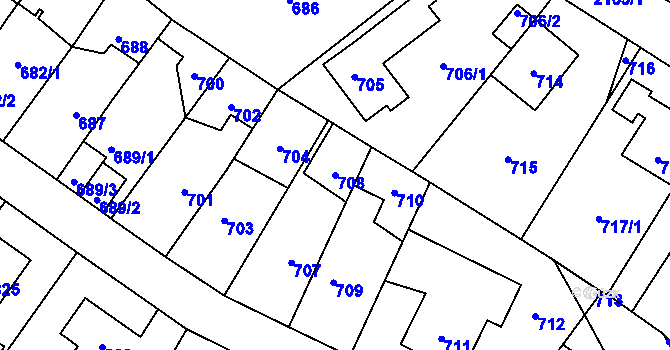 Parcela st. 708 v KÚ Ruzyně, Katastrální mapa