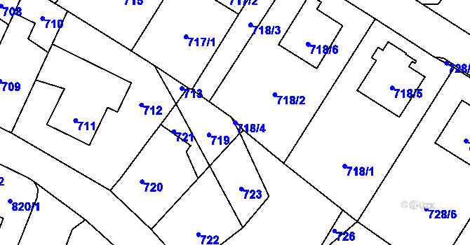Parcela st. 718/4 v KÚ Ruzyně, Katastrální mapa