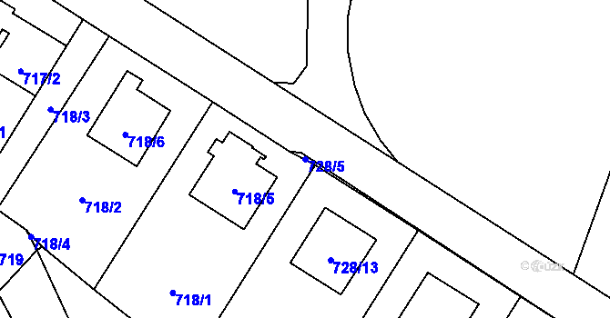 Parcela st. 728/5 v KÚ Ruzyně, Katastrální mapa