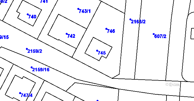 Parcela st. 745 v KÚ Ruzyně, Katastrální mapa