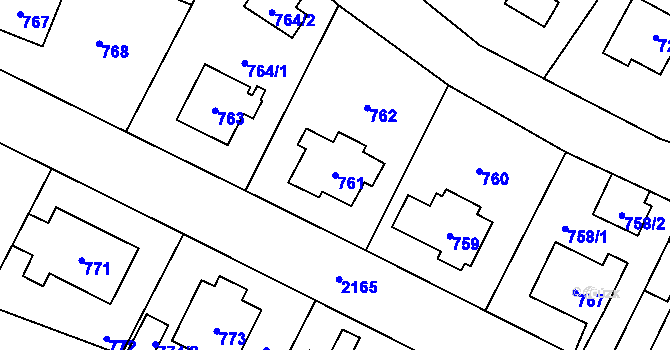Parcela st. 761 v KÚ Ruzyně, Katastrální mapa