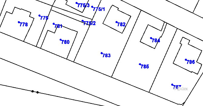 Parcela st. 783 v KÚ Ruzyně, Katastrální mapa