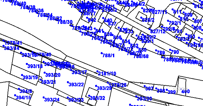 Parcela st. 788/1 v KÚ Ruzyně, Katastrální mapa